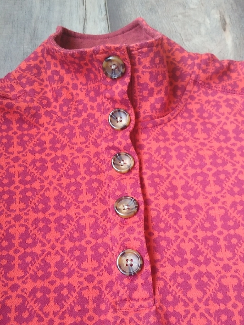 Kavu Pink Patterned Button Pullover - Picture 3 of 8